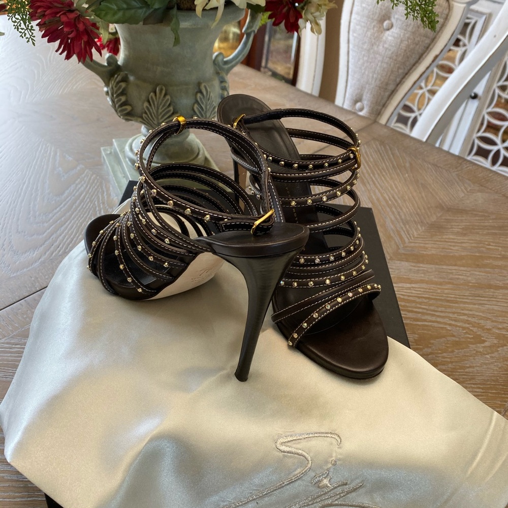 Giuseppe Zanotti Jeweled Strapped Ankle Wrap 39.5